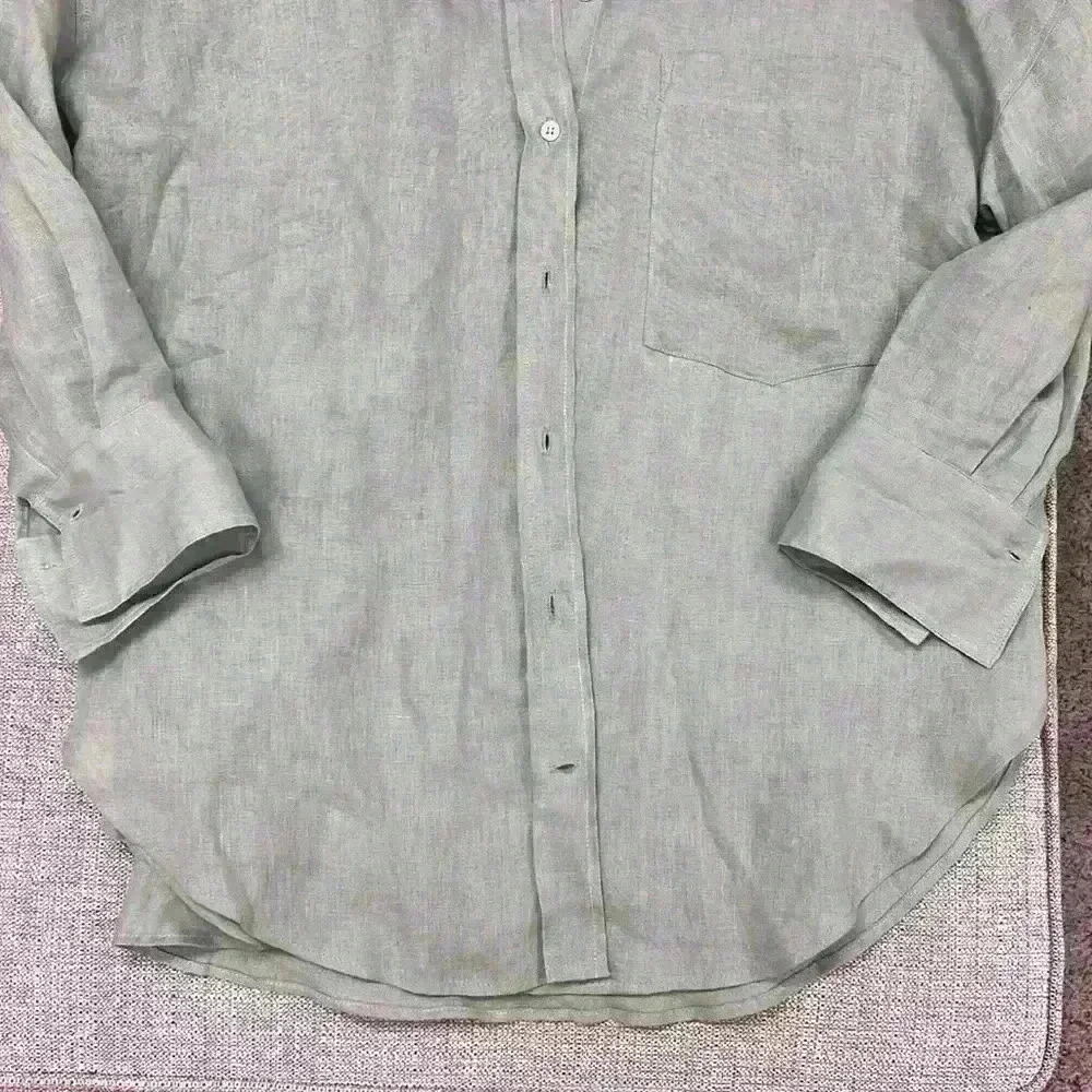 Zara Oversized Green Linen Blend Button Down - Picture 3 of 5